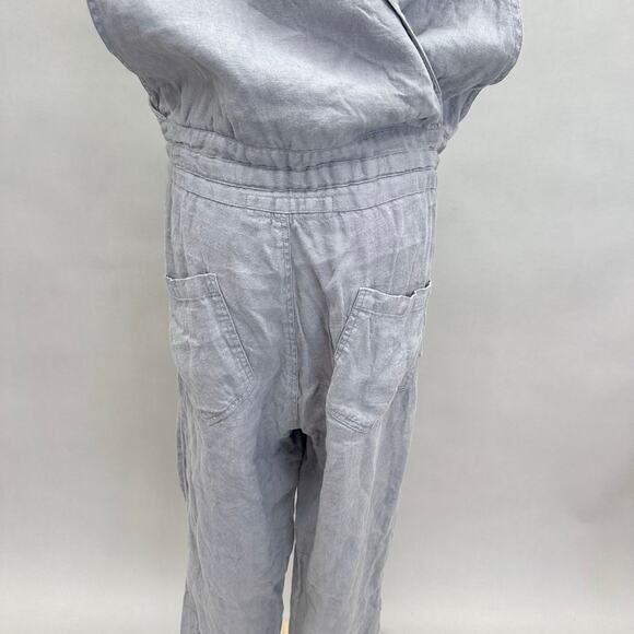 Not Perfect Linen Womens Jumpsuit Small/Medium 100% Linen, Gray Drawstring Waist - Picture 13 of 16